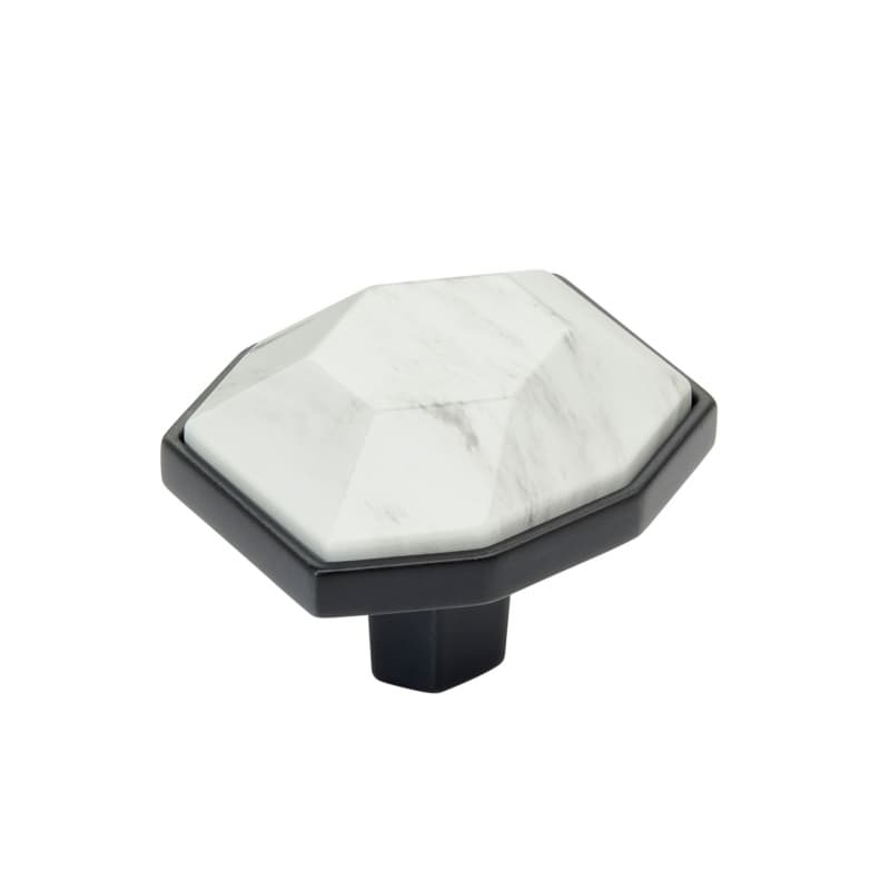 1-5/8" Carrione Rectangle Knob, Marble White/Black Bronze