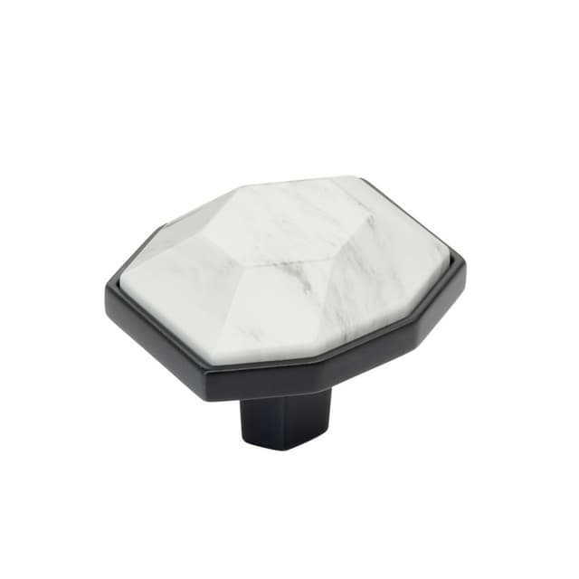 1-5/8" Carrione Rectangle Knob, Marble White/Black Bronze