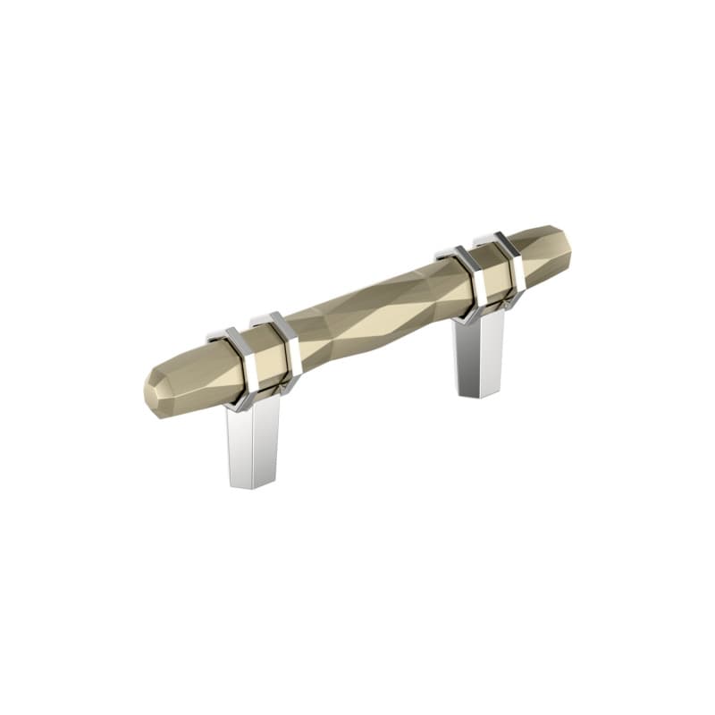 3" London Cabinet Pull, Golden Champagne/Polished Chrome