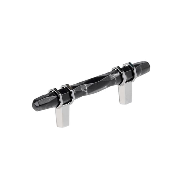 3" Carrione Cabinet Pull, Marble Black/Polished Chrome