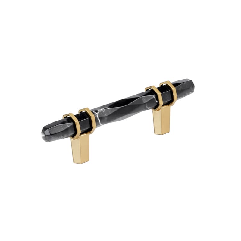 3" Carrione Cabinet Pull, Marble Black/Champagne Bronze