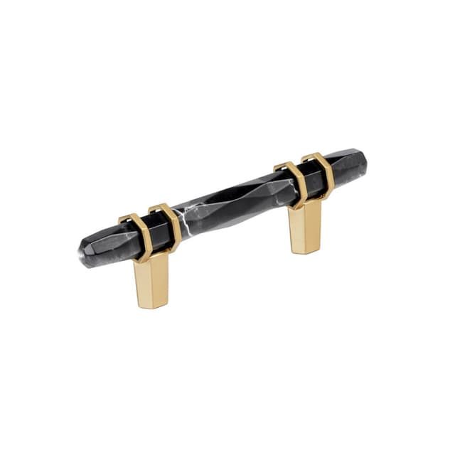 3" Carrione Cabinet Pull, Marble Black/Champagne Bronze
