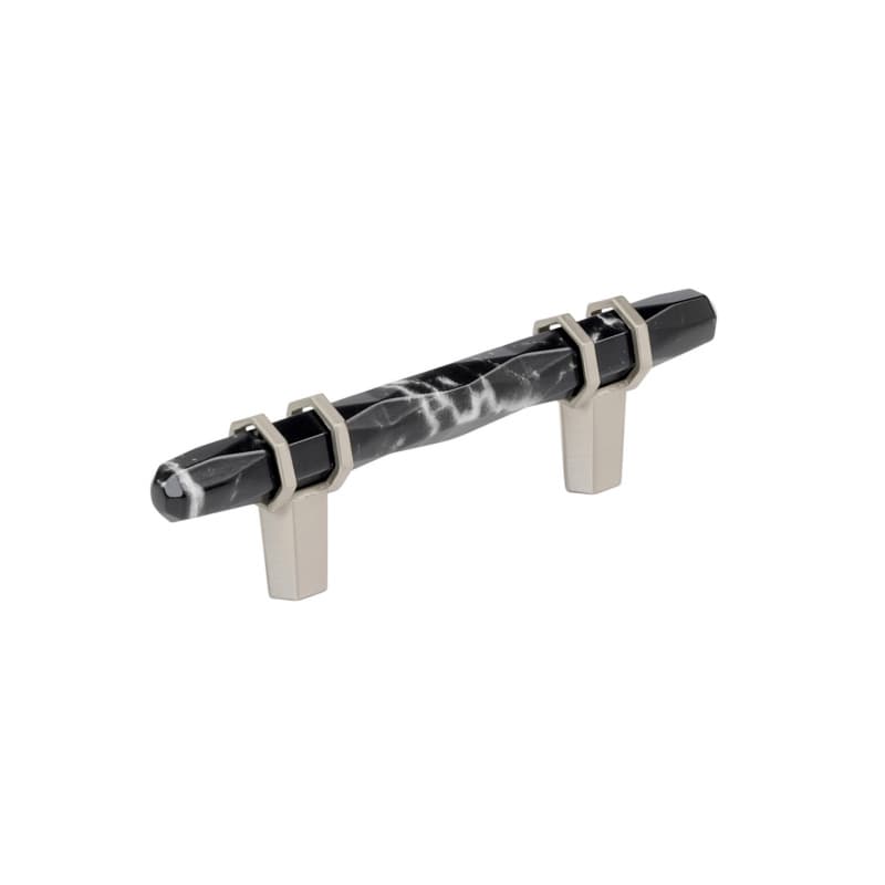 3" Carrione Cabinet Pull, Marble Black/Satin Nickel