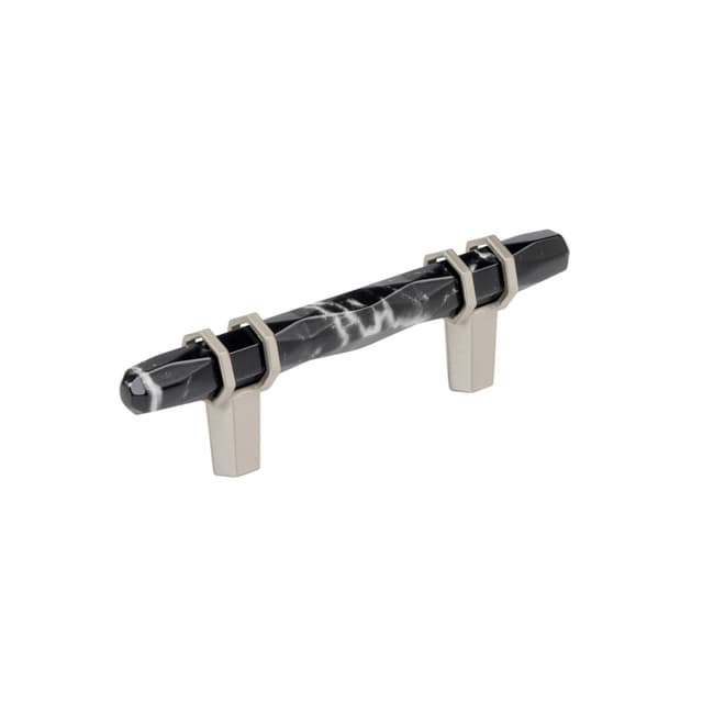 3" Carrione Cabinet Pull, Marble Black/Satin Nickel