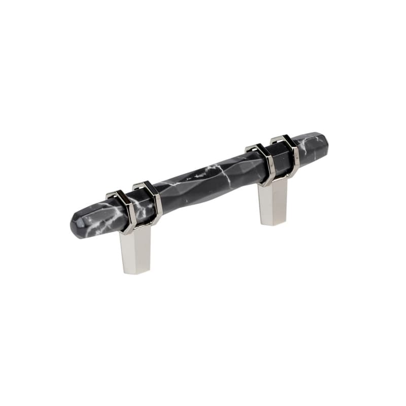 3" Carrione Cabinet Pull, Marble Black/Polished Nickel