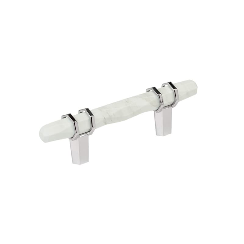 3" Carrione Cabinet Pull, Marble White/Polished Chrome