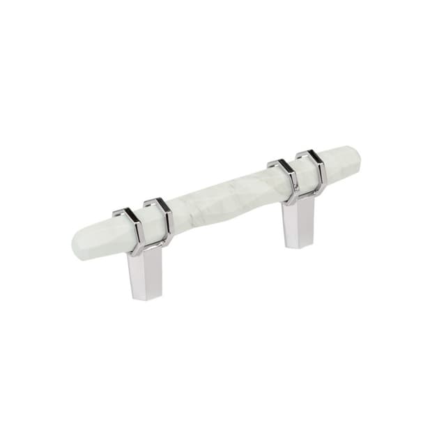 3" Carrione Cabinet Pull, Marble White/Polished Chrome