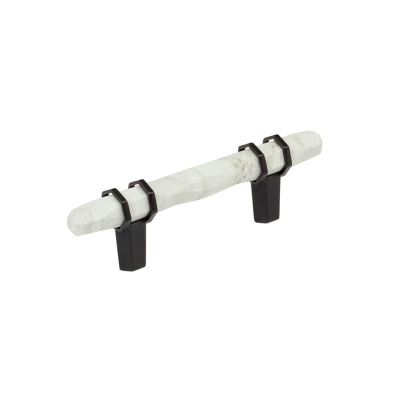 3" Carrione Cabinet Pull, Marble White/Black Bronze
