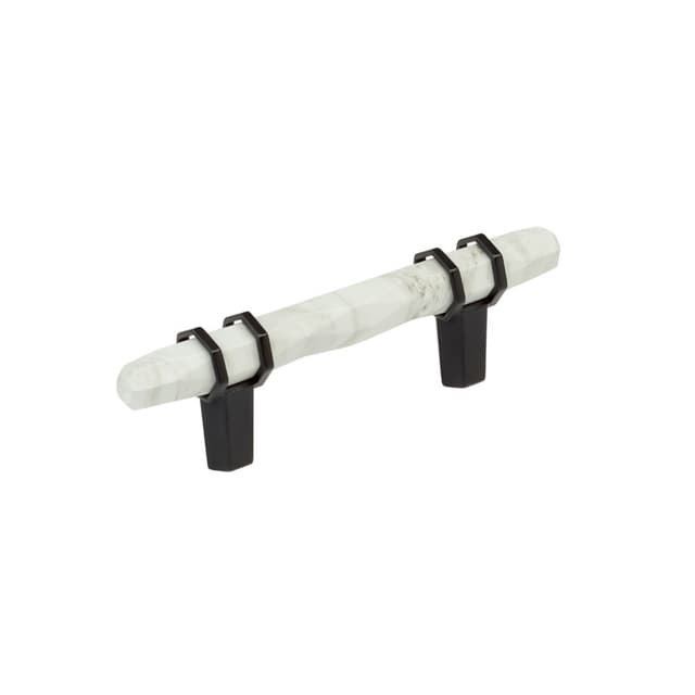 3" Carrione Cabinet Pull, Marble White/Black Bronze