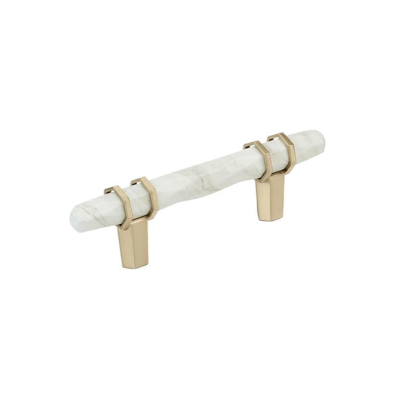3" Carrione Cabinet Pull, Marble White/Golden Champagne
