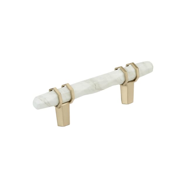 3" Carrione Cabinet Pull, Marble White/Golden Champagne