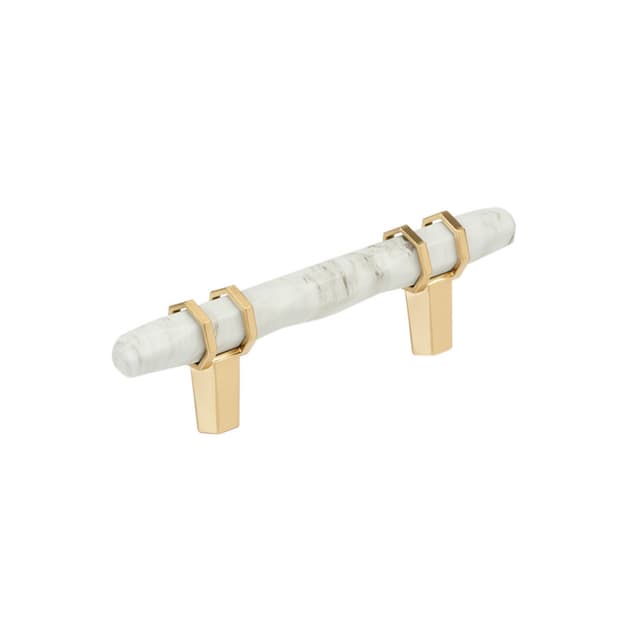 3" Carrione Cabinet Pull, Marble White/Champagne Bronze