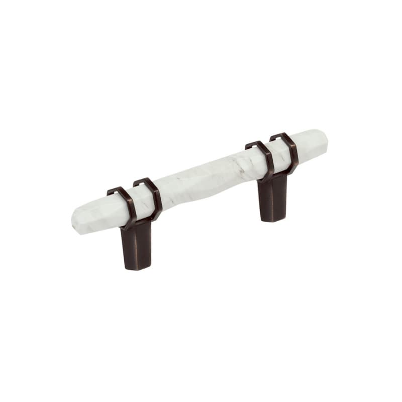 3" Carrione Cabinet Pull, Marble White/Oil-Rubbed Bronze