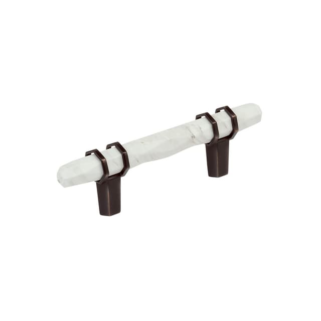 3" Carrione Cabinet Pull, Marble White/Oil-Rubbed Bronze