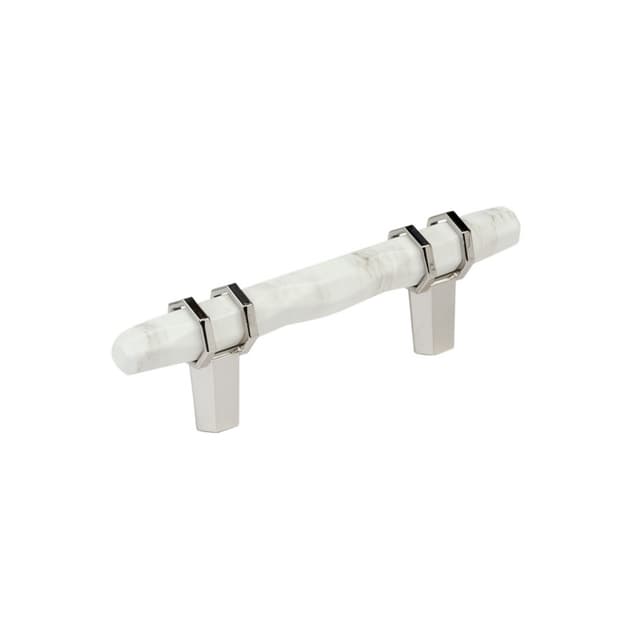 3" Carrione Cabinet Pull, Marble White/Polished Nickel
