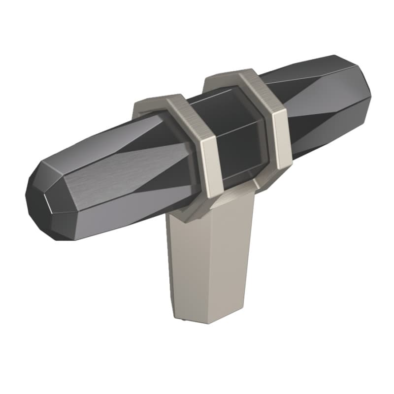2-1/2" London T-Knob, Black Chrome/Satin Nickel Finish