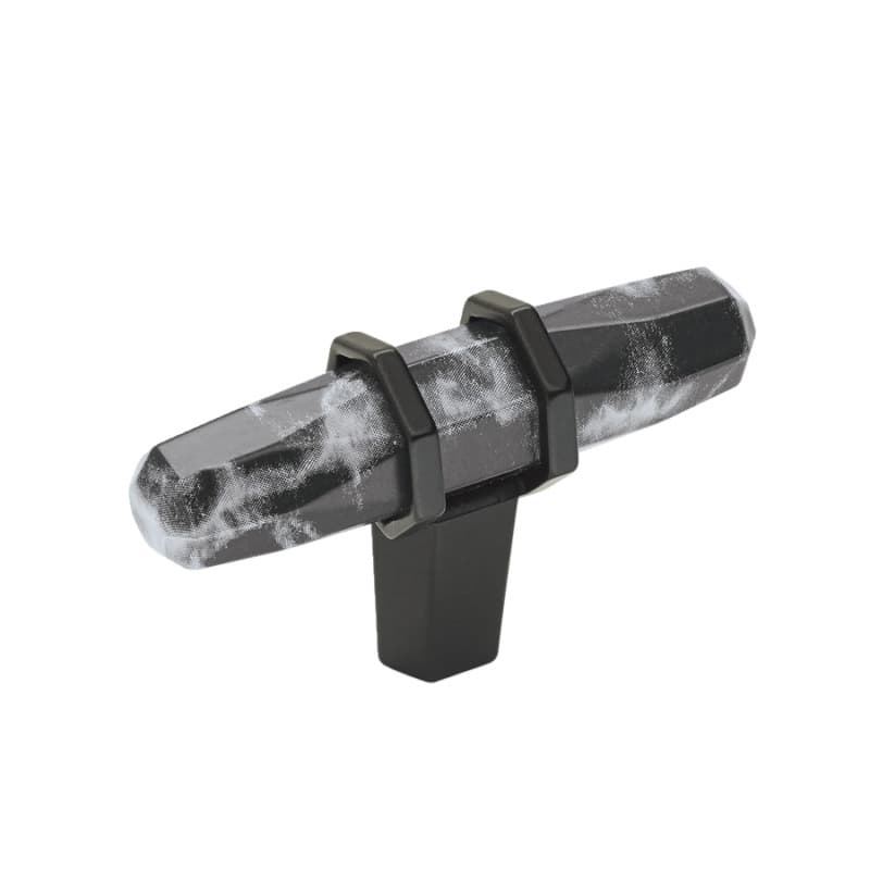 2-1/2" Carrione Cabinet T-Knob, Marble Black/Black Bronze