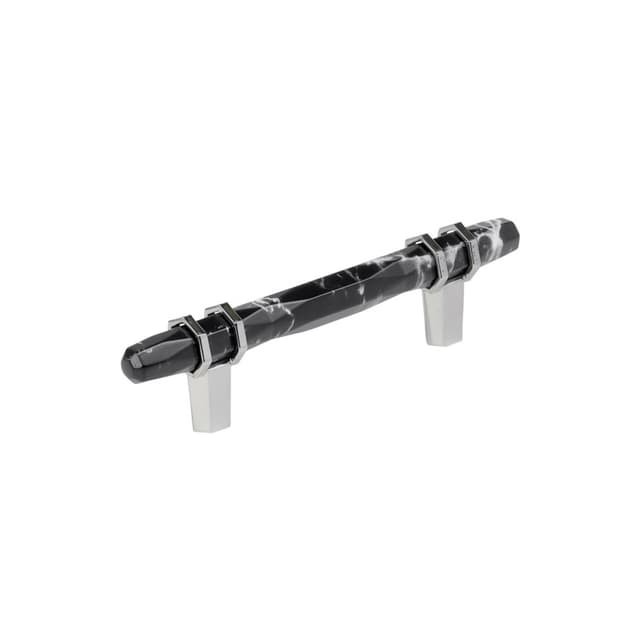 3-3/4" Carrione Cabinet Pull, Marble Black/Polished Chrome