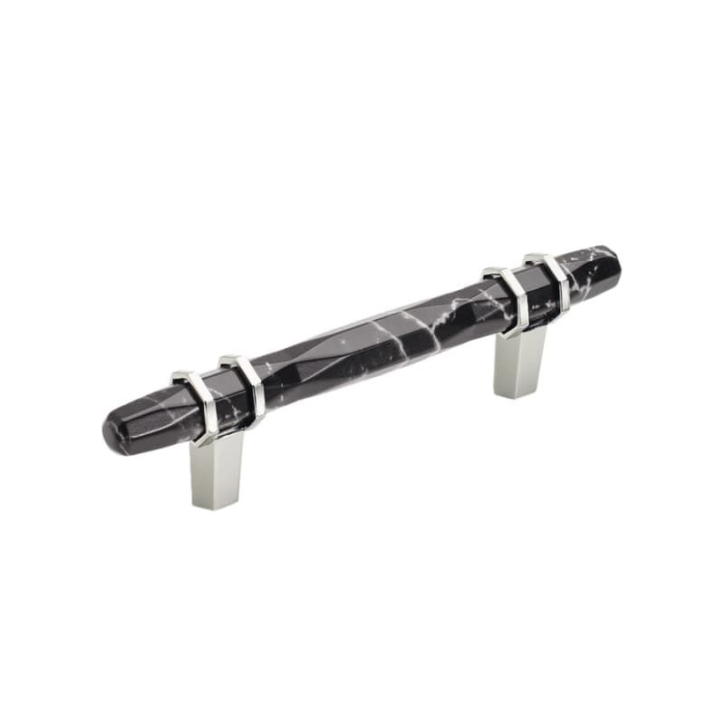 3-3/4" Carrione Cabinet Pull, Marble Black/Polished Nickel