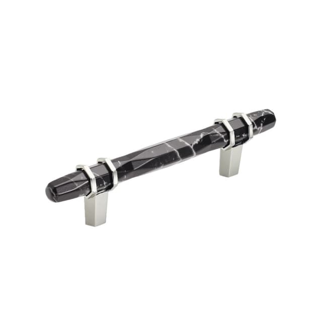 3-3/4" Carrione Cabinet Pull, Marble Black/Polished Nickel