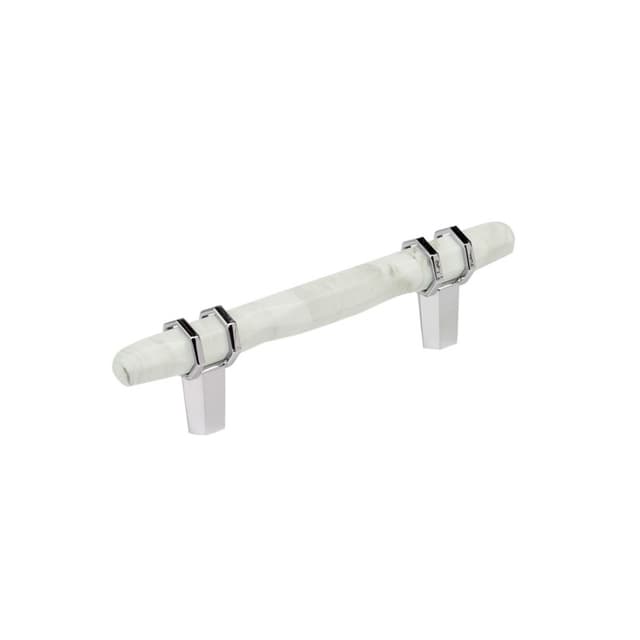 3-3/4" Carrione Cabinet Pull, Marble White/Polished Chrome