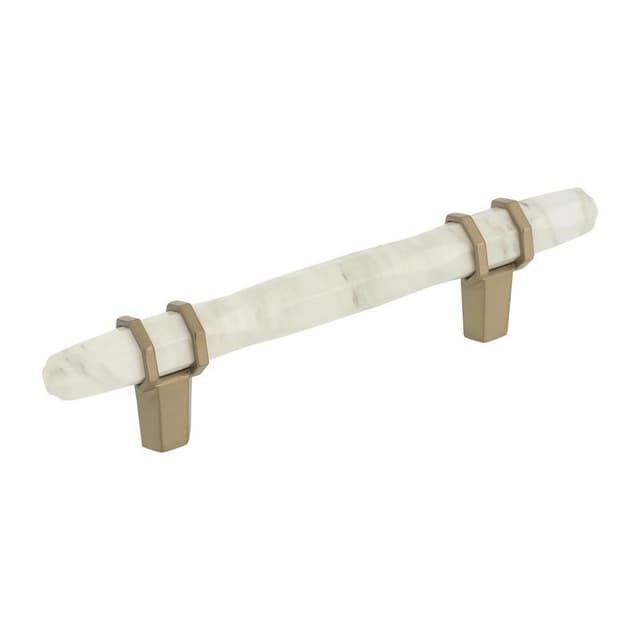3-3/4" Carrione™ Bar Pull, Marble White/Golden Champagne