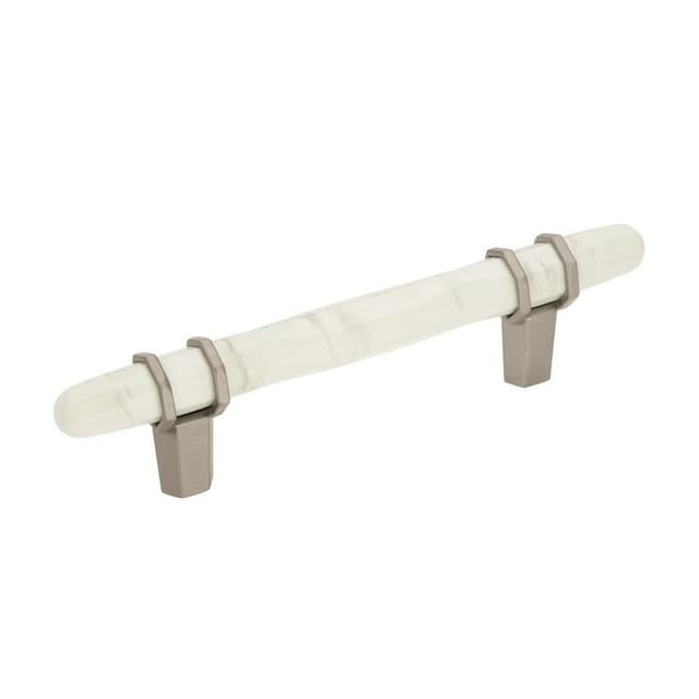 3-3/4" London Cabinet Pull, Marble White/Polished Nickel