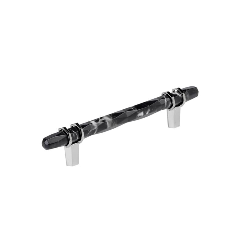 5-1/16" Carrione Cabinet Pull, Marble Black/Polished Chrome