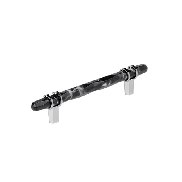 5-1/16" Carrione Cabinet Pull, Marble Black/Polished Chrome