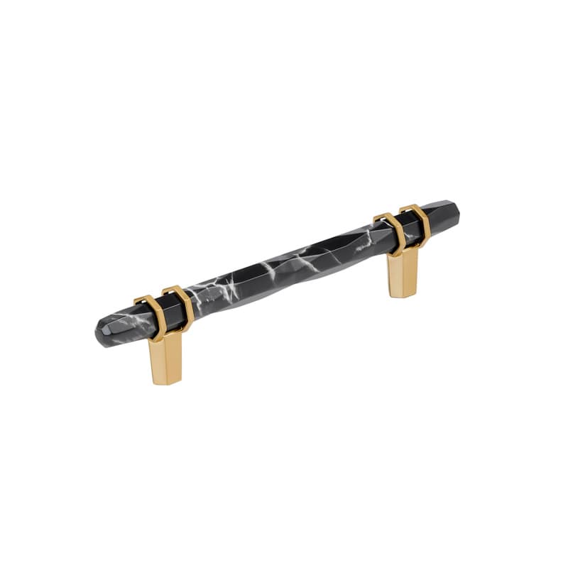 5-1/16" Carrione Cabinet Pull, Marble Black/Champagne Bronze