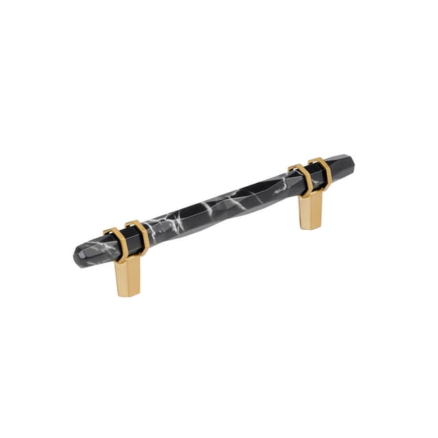 5-1/16" Carrione Cabinet Pull, Marble Black/Champagne Bronze