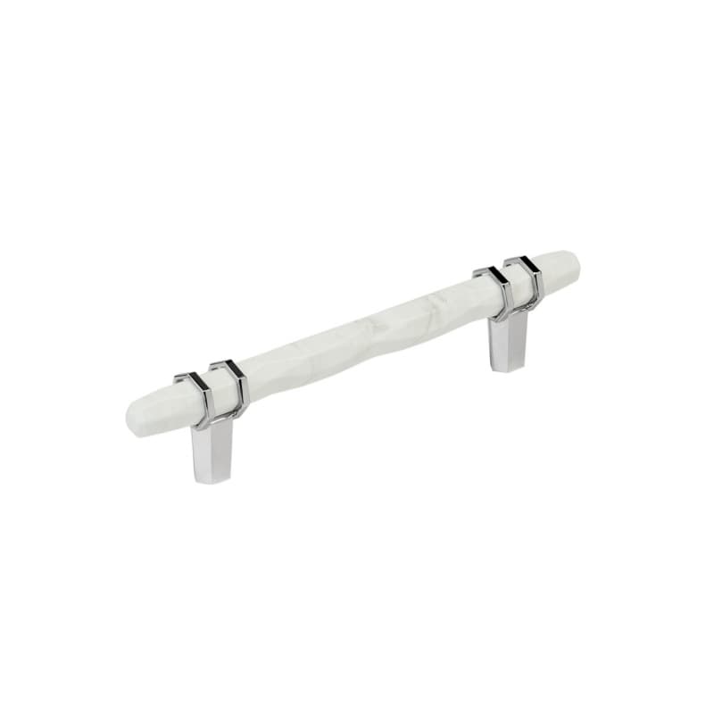 5-1/16" Carrione Cabinet Pull, Marble White/Polished Chrome