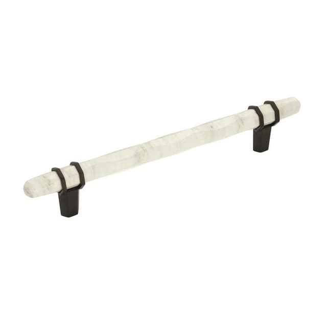 5-1/16" Carrione™ Bar Pull, Marble White/Black Bronze