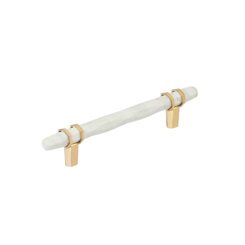 5-1/16" Carrione Cabinet Pull, Marble White/Champagne Bronze