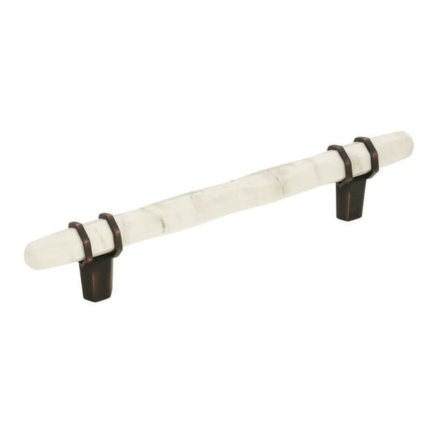 5-1/16" Carrione™ Bar Pull, Marble White/Oil-Rubbed Bronze