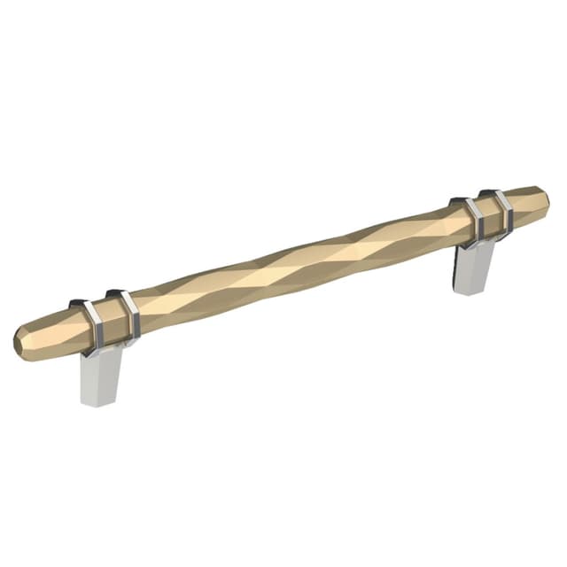 6-5/16" Carrione™ Bar Pull, Golden Champagne/Polished Chrome