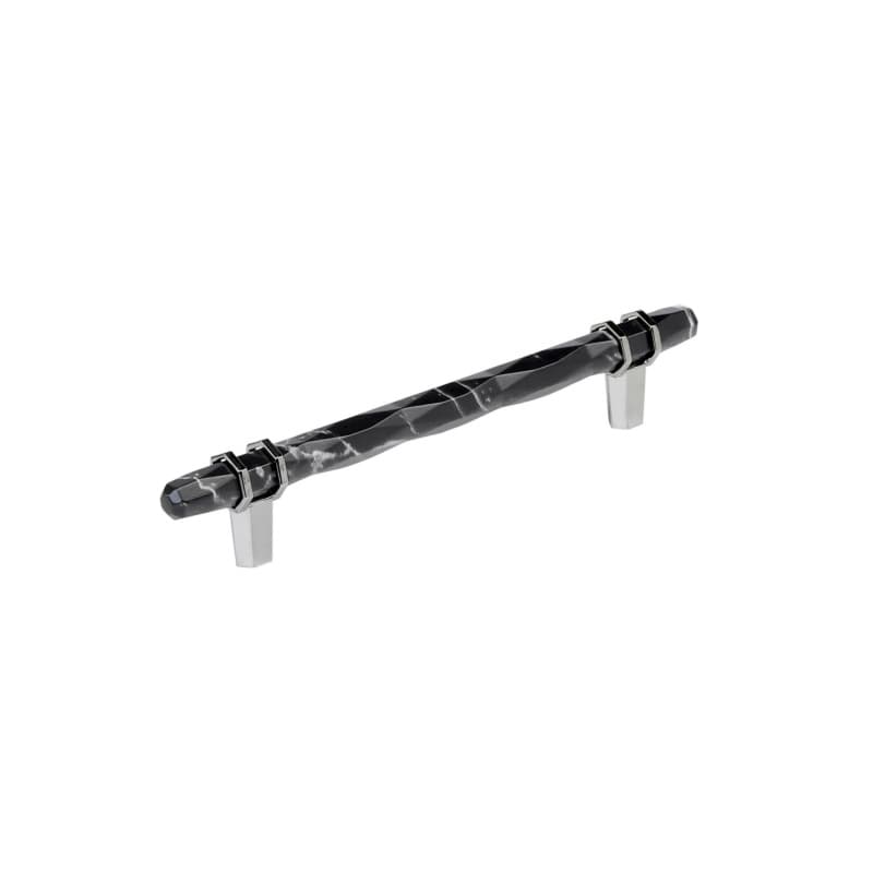 6-5/16" Carrione Cabinet Pull, Marble Black/Polished Chrome