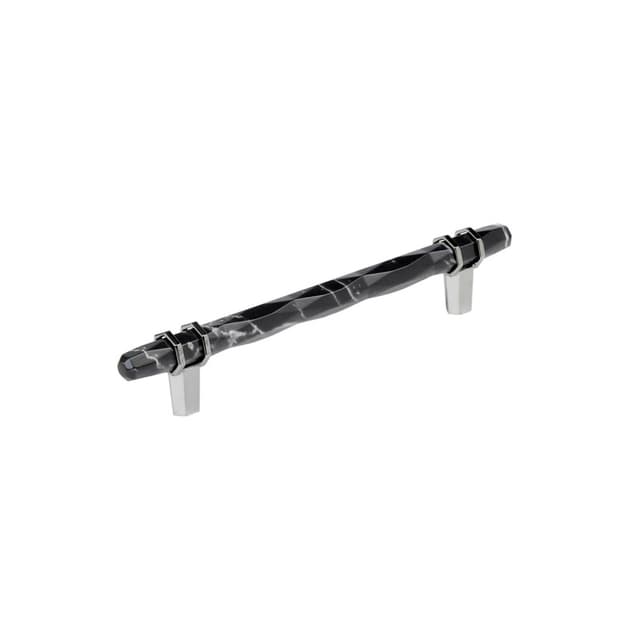 6-5/16" Carrione Cabinet Pull, Marble Black/Polished Chrome