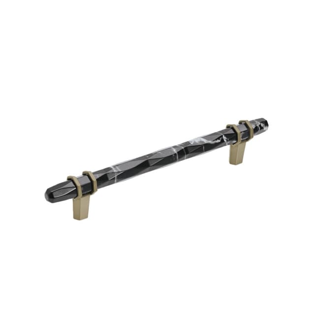 6-5/16" Carrione™ Bar Pull, Marble Black/Golden Champagne