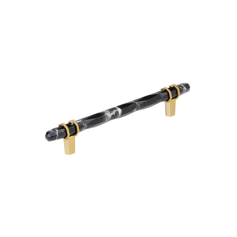 6-5/16" Carrione Cabinet Pull, Marble Black/Champagne Bronze