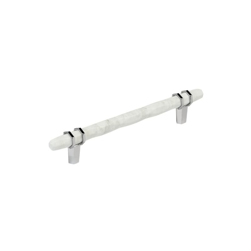 6-5/16" Carrione Cabinet Pull, Marble White/Polished Chrome
