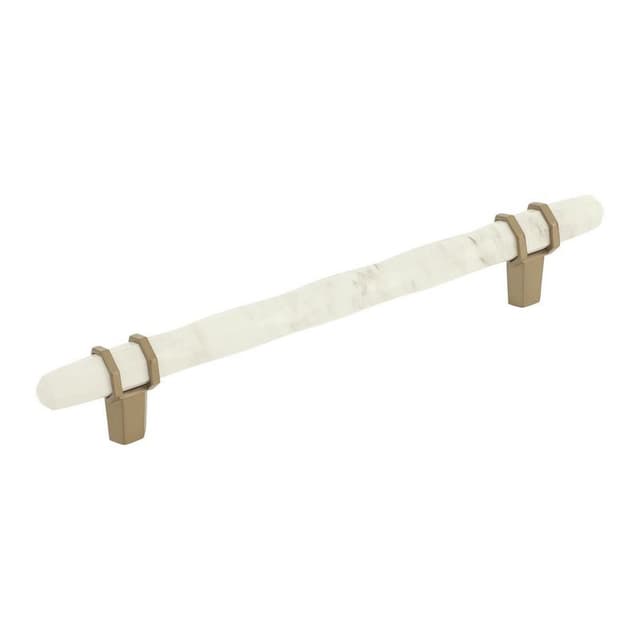 6-5/16" Carrione™ Bar Pull, Marble White/Golden Champagne