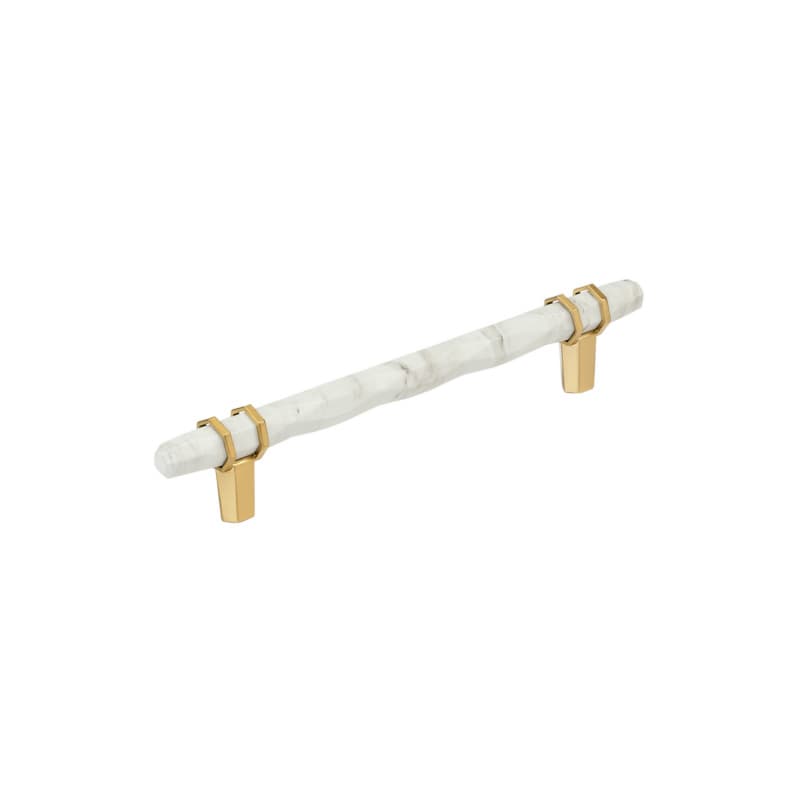 6-5/16" Carrione Cabinet Pull, Marble White/Champagne Bronze