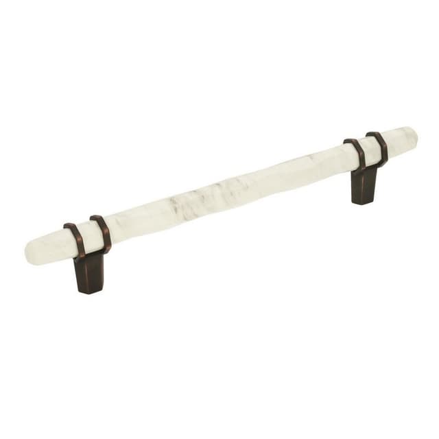 6-5/16" Carrione™ Bar Pull, Marble White/Oil-Rubbed Bronze