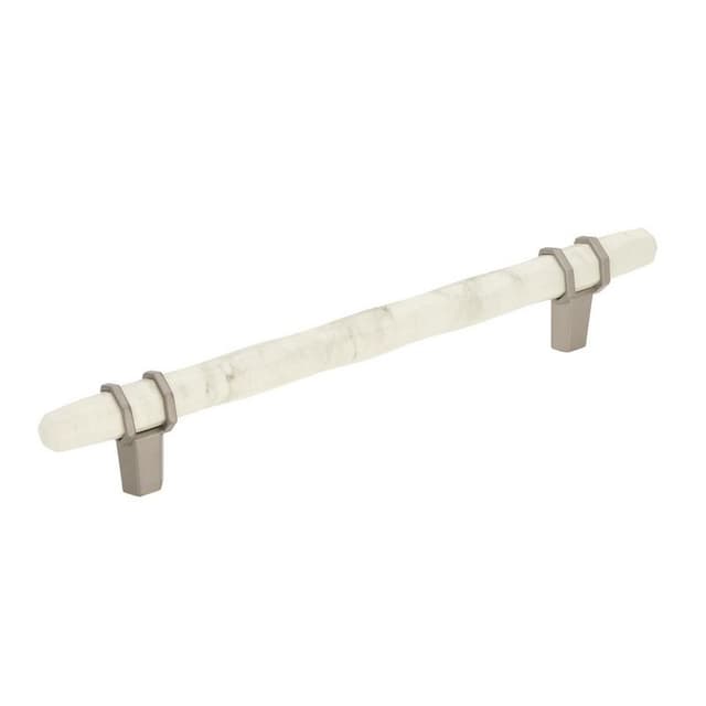 6-5/16" Carrione Bar Pull, Marble White/Polished Nickel