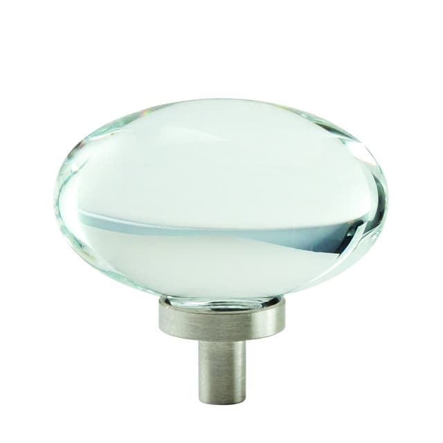 1-3/4" Glacio Oval Knob, Clear/Satin Nickel