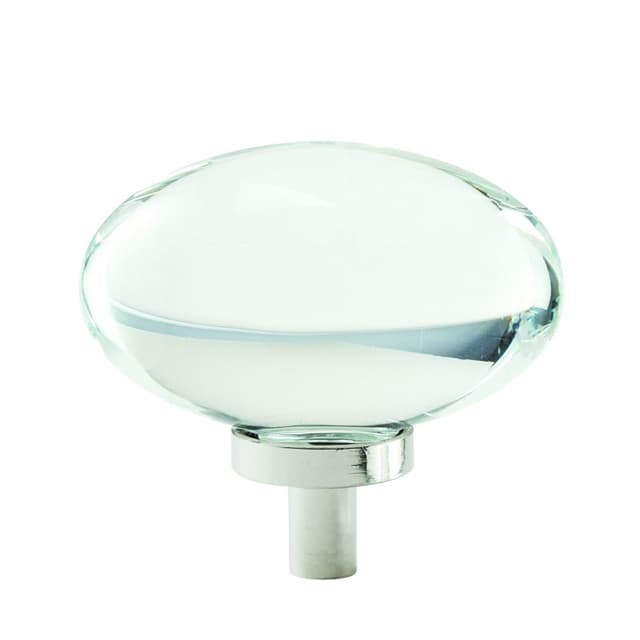 1-3/4" Glacio Oval Knob, Clear/Polished Nickel