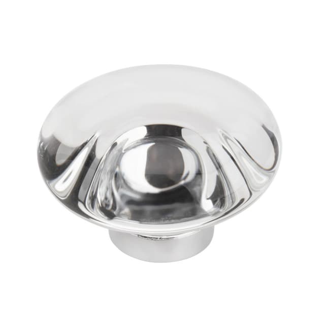 1-3/4" Glacio Round Knob, Crystal/Black Bronze