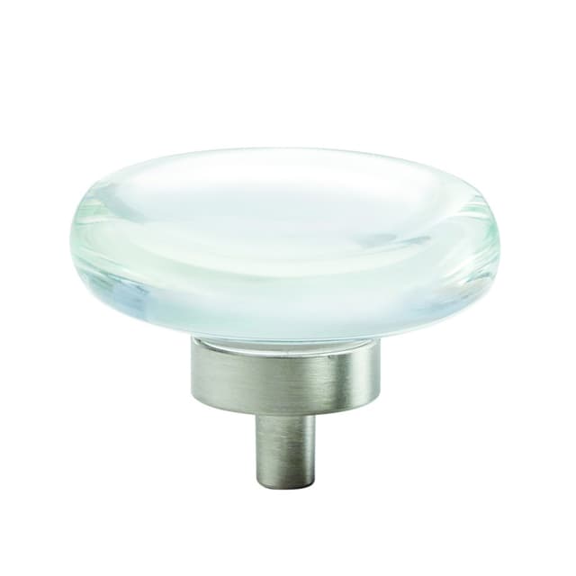 1-3/4" Glacio Round Knob, Clear/Satin Nickel
