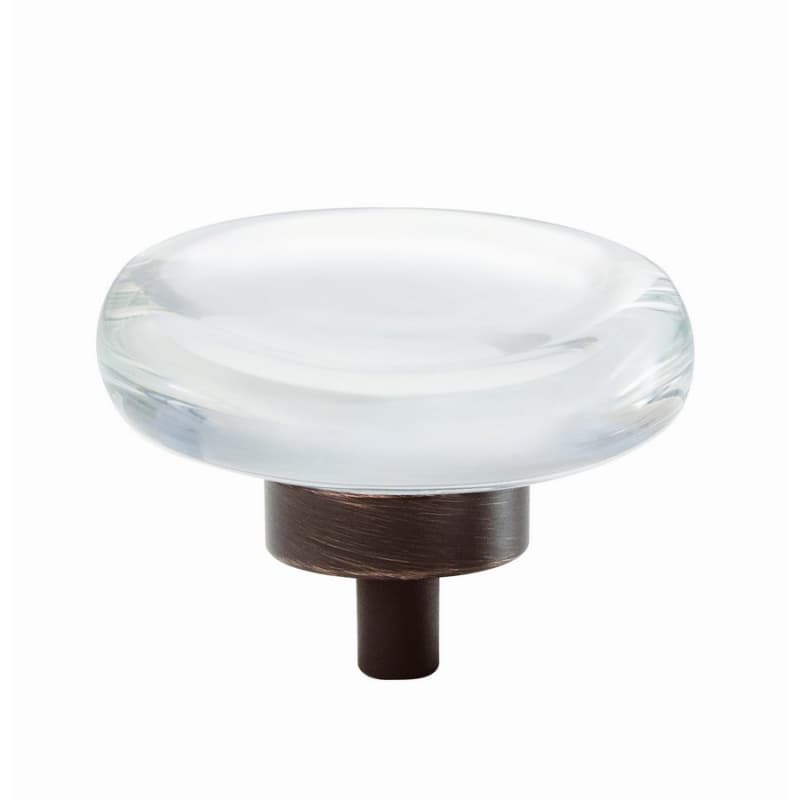 1-3/4" Glacio Crystal Knob, Clear/Oil-Rubbed Bronze